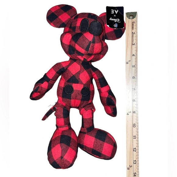 Disney Mickey Mouse X AE American Eagle Special Edition 12” Plush Doll Red Plaid - Picture 3 of 10